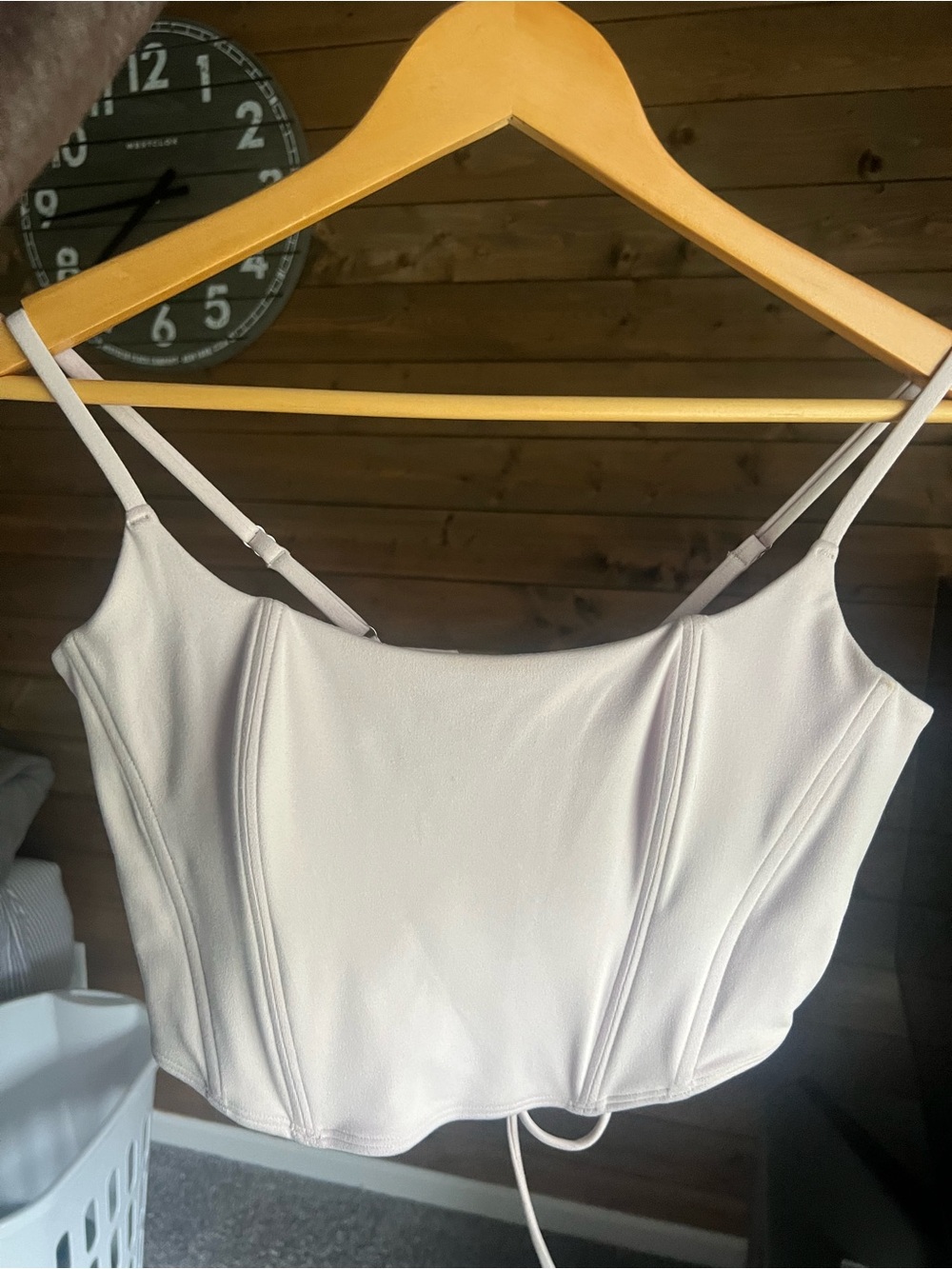 Gilly Hicks Cream Corset-Style Crop Camisole with Adjustable Straps